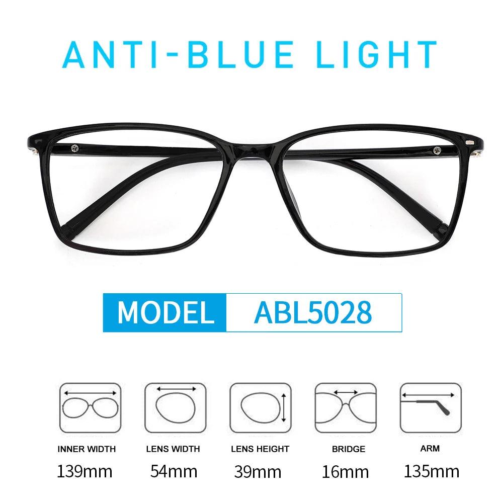 Gafas de lectura con filtro de luz azul para hombre, lentes transparentes para computadora, gafas de lectura con aumento, dioptrías para presbicia +1.0 +2.5