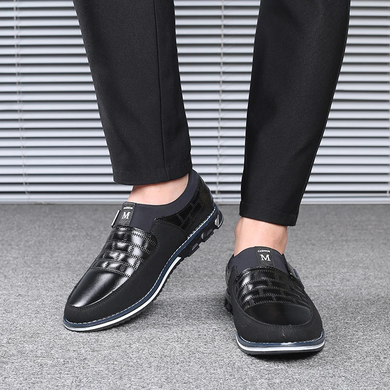 Leather Men Casual Shoes Classical Brand Mens Loafers Moccasins Breathable Slip on Black Driving Shoes Big Size