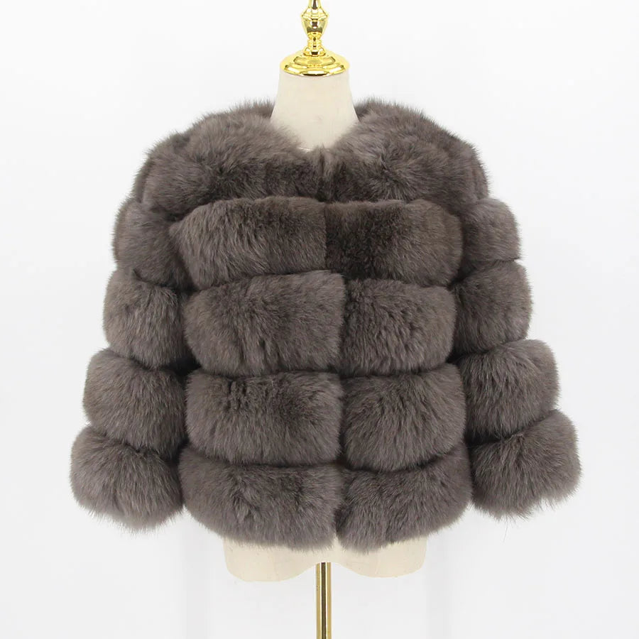 Pink Java QC1801 FREE SHIPPING Real Fox Fur Coat Women Winter Thick Fur Jacket Short Fur Coat Wholesale Genuine Fox Short Sleeve