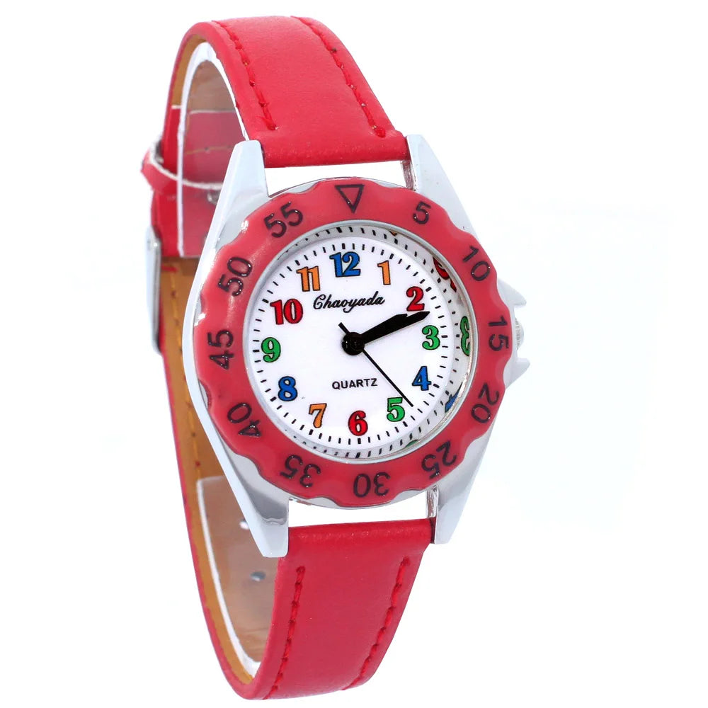 Reloj de pulsera de cuero con diseño de unicornio para niños y niñas, reloj informal de moda para aprender la hora