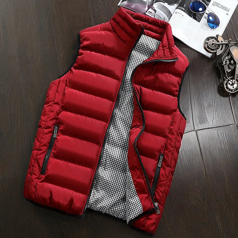 Chaleco de marca para hombre, nueva chaqueta sin mangas cálida de otoño, chaleco informal de invierno para hombre, chaleco de talla grande para hombre