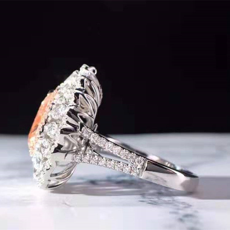 Collar y anillo de doble uso de joyería de lujo al por mayor, oro real de 18k y diamante natural de 2.0ct VS rosa