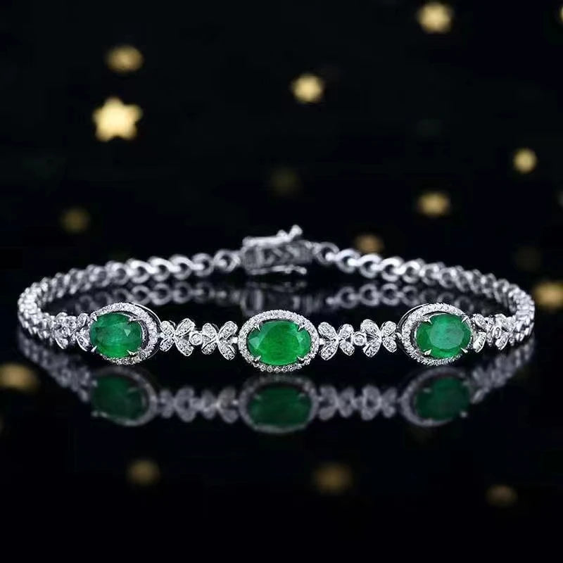 Pulsera de esmeralda natural al por mayor SGARIT, temperamento versátil, pulsera de esmeralda natural de 2.04ct en oro de 18k para mujer