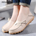 New Moccasins Women Flats 2026 Autumn Woman Loafers Genuine Leather Female Shoes Slip on Ballet Bowtie Women's Shoe Size 35-44