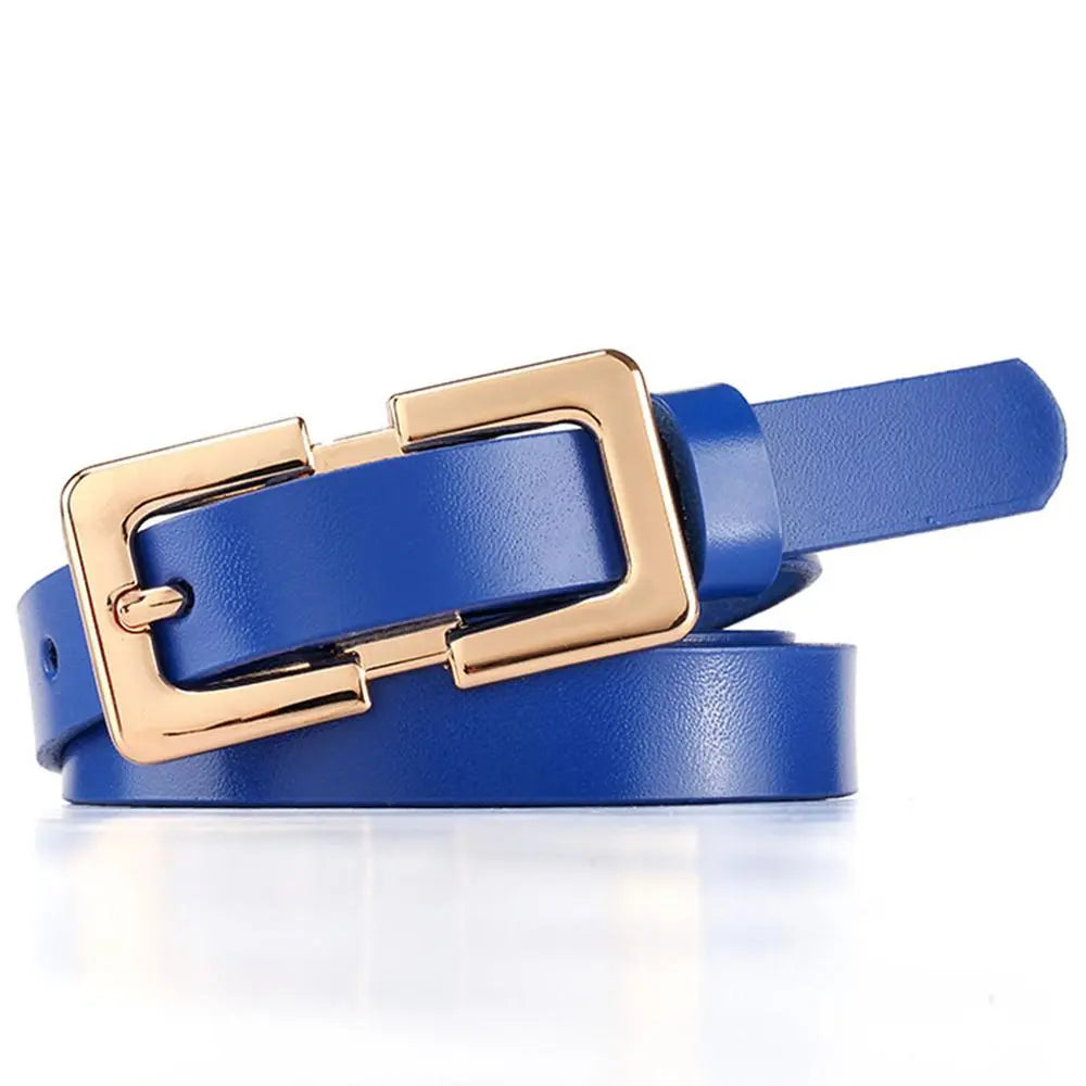 Ladies Soft Genuine Leather Belts Girls Gold Buckles Metal Female Retro Thin Belt for Women Jeans 1.5cm Wide LDFC004