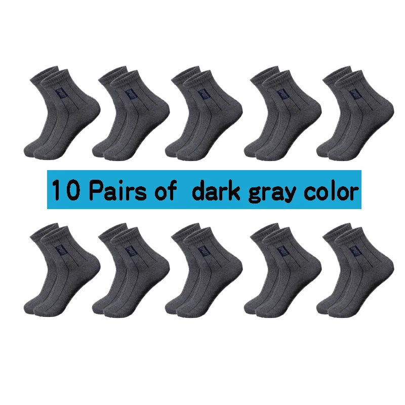 20 unidades = 10 pares de calcetines de algodón de alta calidad para hombre, transpirables, absorbentes, de caña media, color negro, desodorantes, calcetines de negocios para regalo.