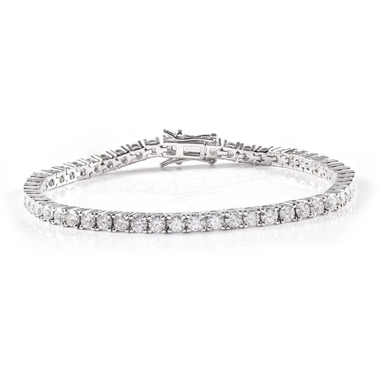 Pulsera de tenis de moissanita con diamantes, estilo hip hop, plata 925 cubana, bañada en oro de 14k o 18k