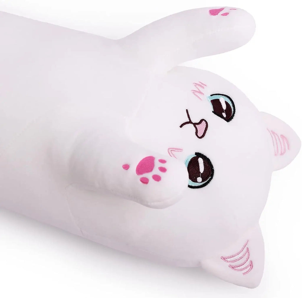 Almohada de peluche con forma de gato blanco para niños
