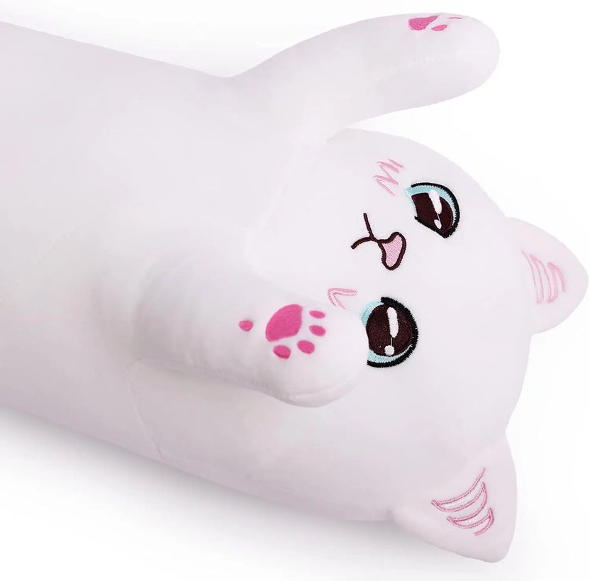 Almohada de peluche con forma de gato blanco para niños