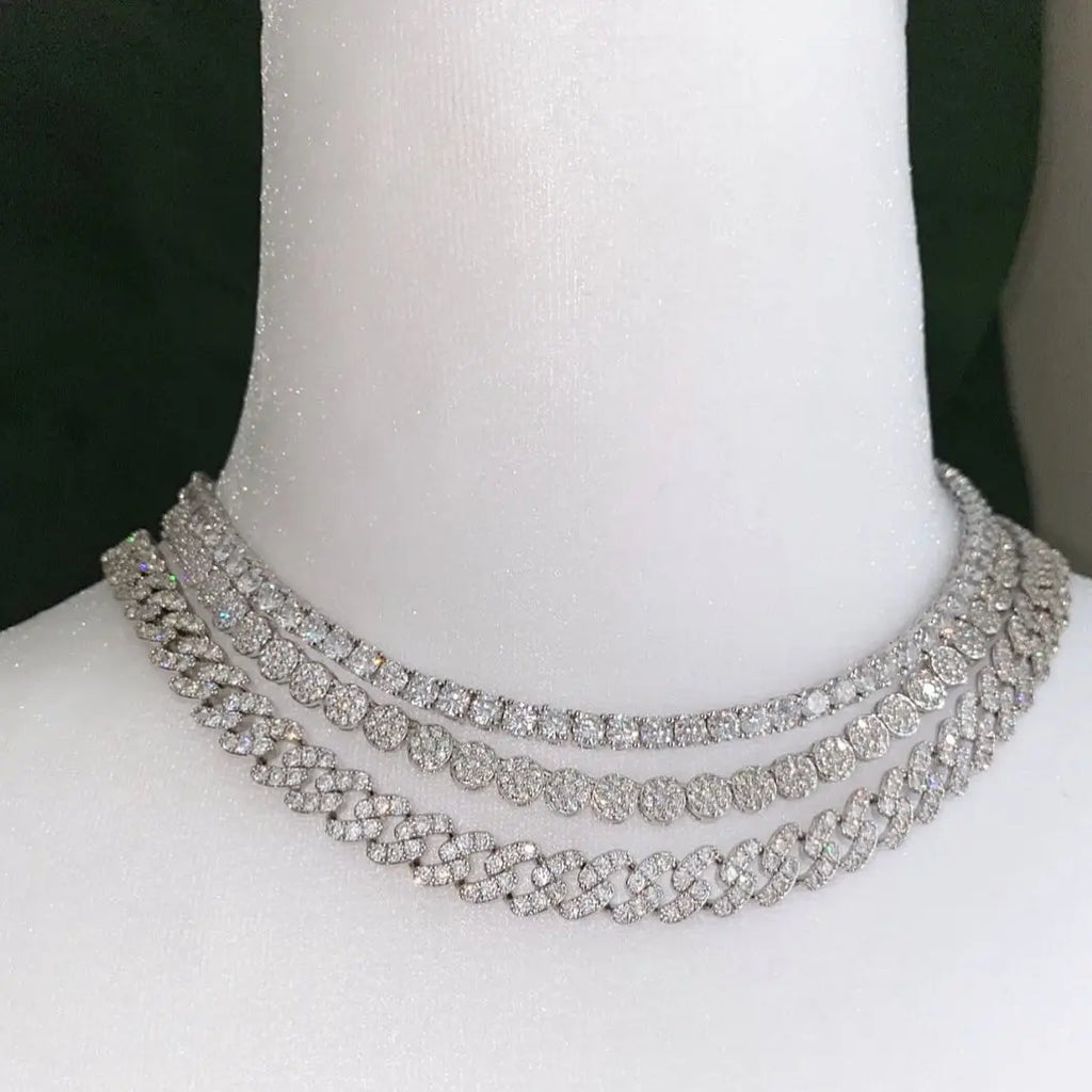 Micro Pave CZ Geometric Tennis Necklace for Women