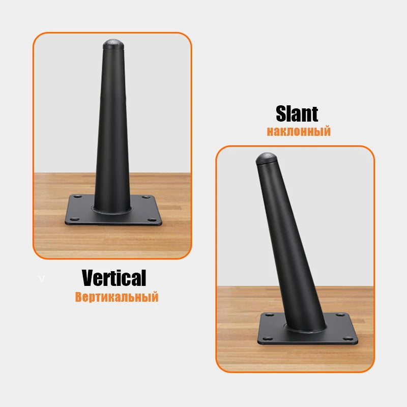 KAK 4Pcs Black Furniture Leg Gold Table Feet Replacement Cabinet Sofa Metal Feet With Screws 800KG Non-Punch Furniture Hardware