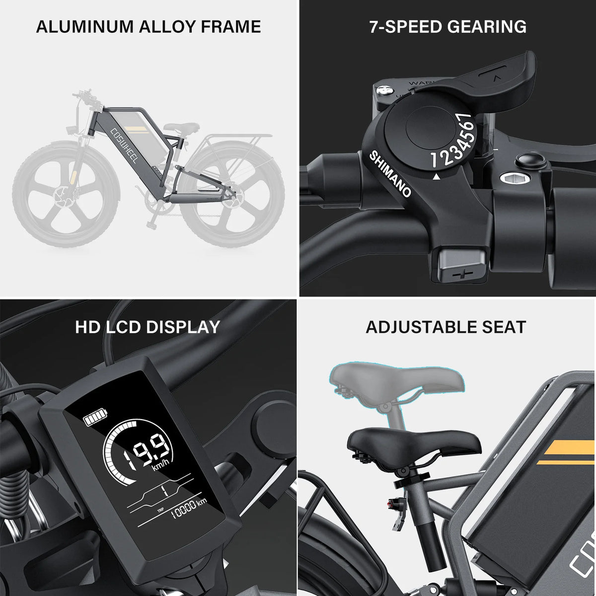 Nueva bicicleta eléctrica plegable ligera COSWHEEL T26, 48V 15Ah 25Ah, 750W 1000W 1500W, bicicleta eléctrica de 26 pulgadas