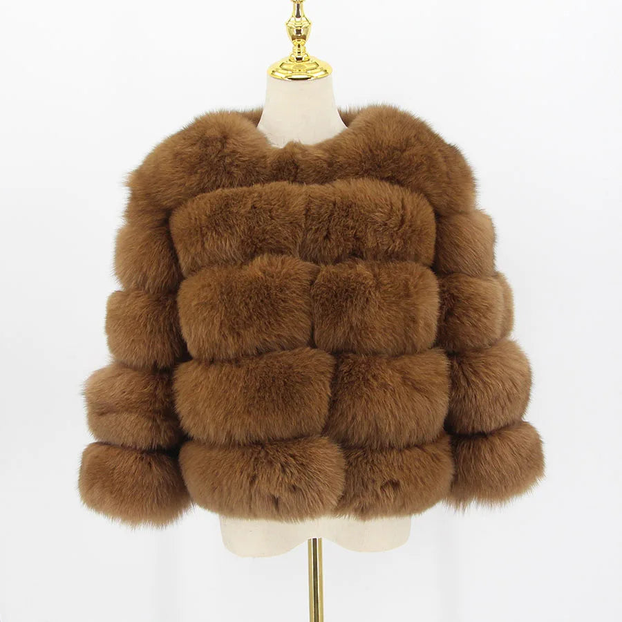 Pink Java QC1801 FREE SHIPPING Real Fox Fur Coat Women Winter Thick Fur Jacket Short Fur Coat Wholesale Genuine Fox Short Sleeve