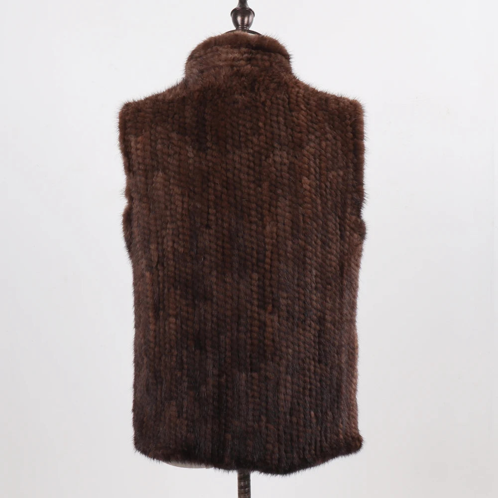 New Women Natural Warm Mink Fur Vest Autumn Winter 100% Genuine Real Mink Fur Sleeveless Jacket Lady Luxury Real Mink Fur Gilet