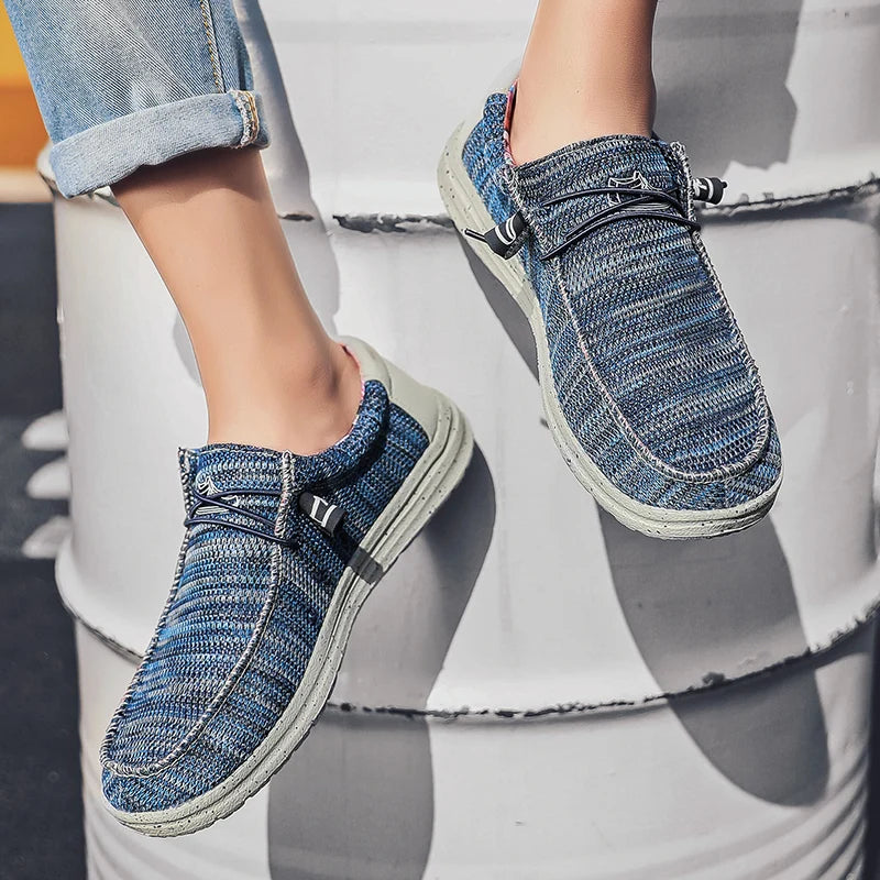 Brand Men Casual Shoes Fashion Denim Canvas Shoes Breathable Men Walking Flat Shoes Outdoor Large Size Light Men's Shoes Loafers