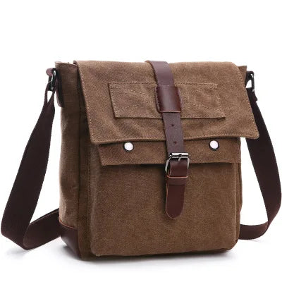 Scione Men Business Messenger Bags for Men Shoulder Bag Canvas Crossbody Pack Retro Casual Office Travel Bag Vintage Retro Bags