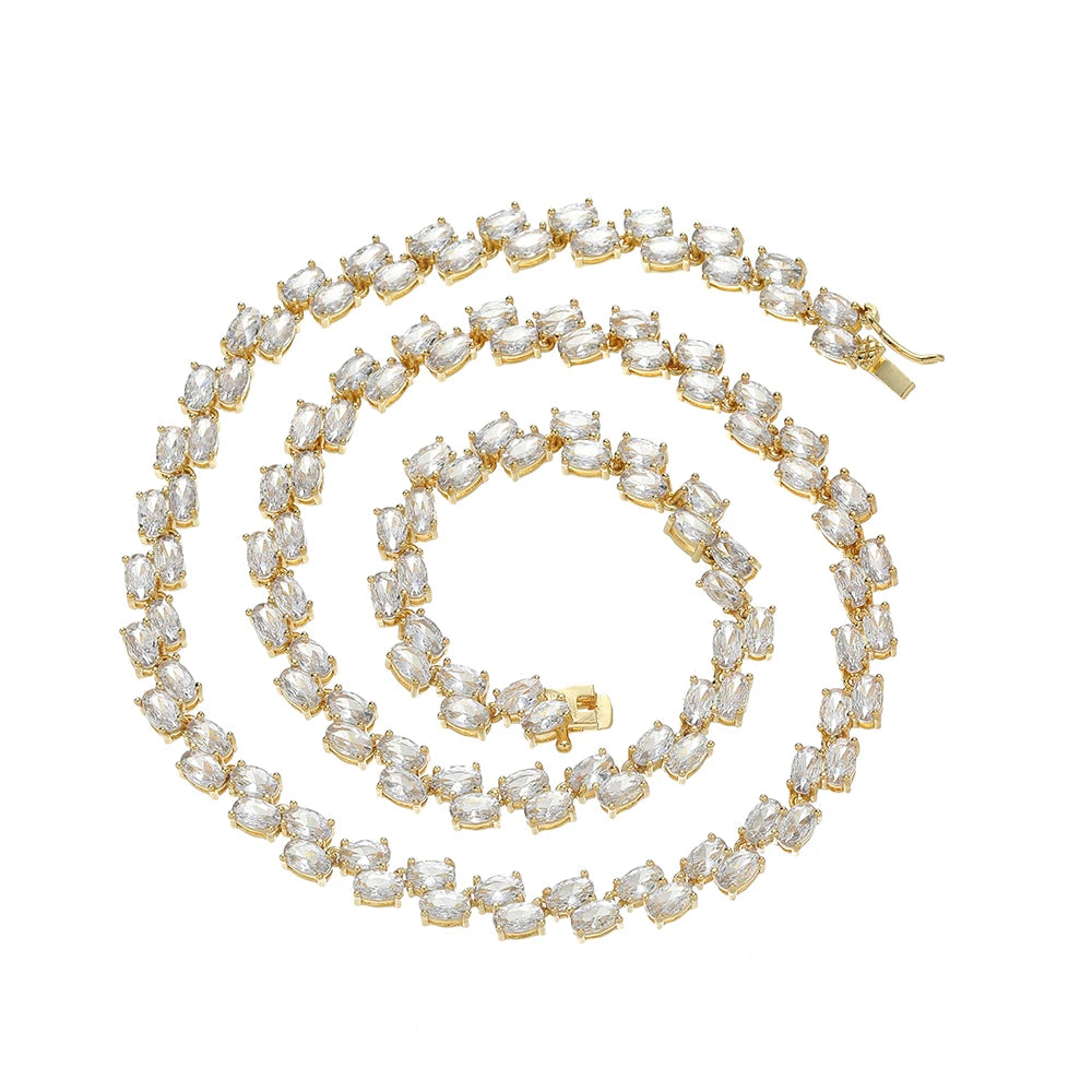 Collar de cadena de tenis de latón con circonitas cúbicas para hombre y mujer