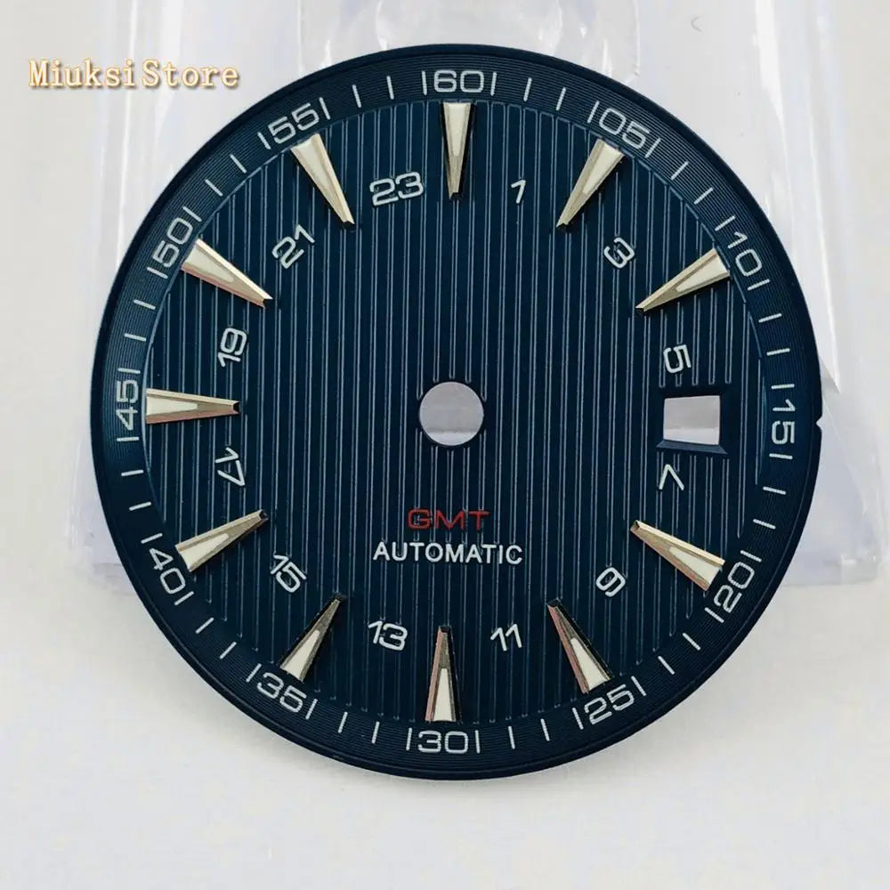 1 unidad de esfera de reloj estéril de 31 mm, color azul, negro y plateado, compatible con movimientos automáticos ETA 2836/2824, DG2813/3804 y Miyota 8215, 821A, 8205, modelo P951