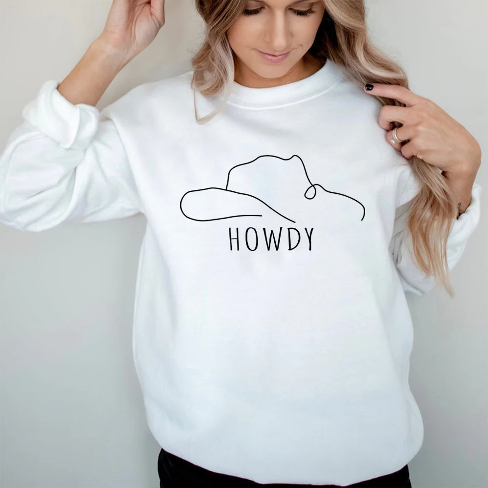 Howdy Hat Sweatshirt Country Western Shirts Rodeo Fashion Cowgirl Style Christmas Gift Shirt Country Music Top Tee Graphic Shirt