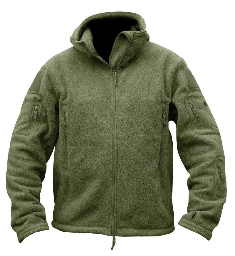 TACVASEN Winter Hooded Fleece Jackets Mens Zipper Pockets Camping Work Jacket Thermal Autumn Outerwear Outdoor Hiking Warm Coat