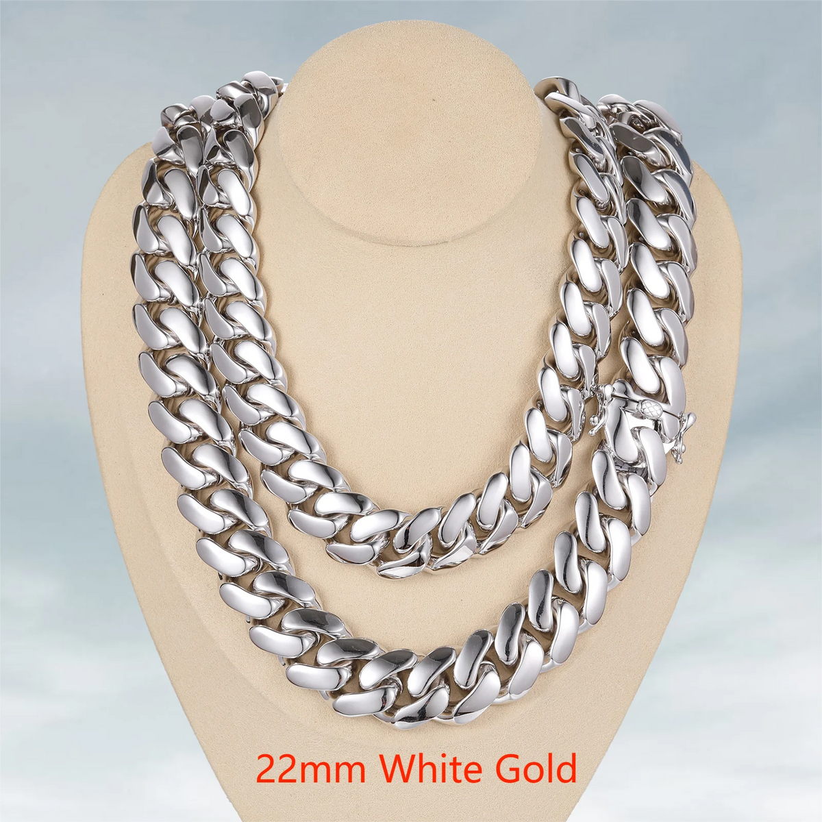 Collar de cadena cubana Miami de lujo estilo hip hop, eslabones de 10mm-22mm de plata de ley 925 maciza con diamantes de moissanita tipo "iced out" y cierre de hebilla