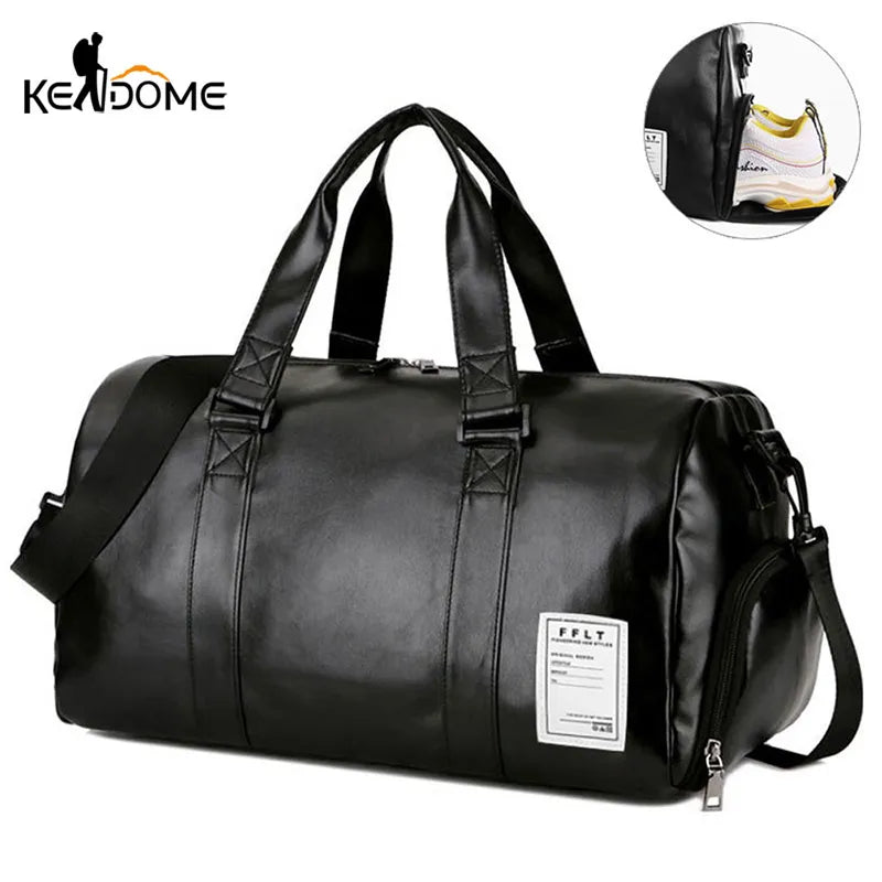 Sporttasche aus Leder Trainingstasche mit Nassfach für Herren, für Schuhe Fitness Yoga Reisegepäck Umhängetasche Sportbeutel XA512WD