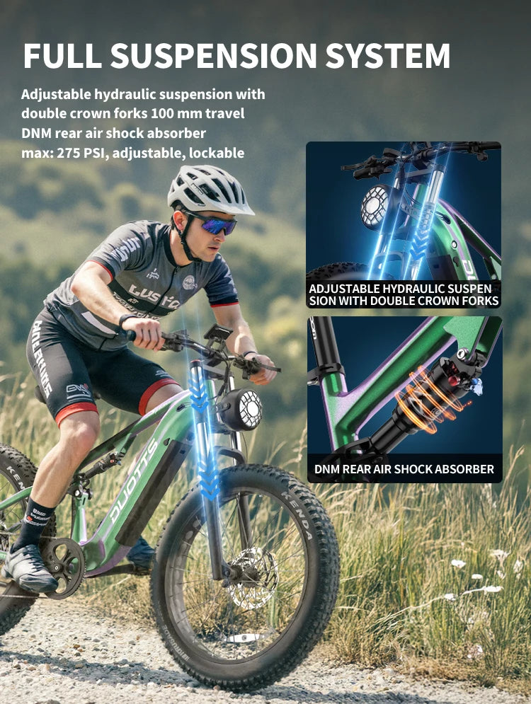 EU US Stock Free Shipping DUOTTS E26 Electric Mountain E Bike Fat Tire Bafang Motor 48V 20AH Battery Ebike