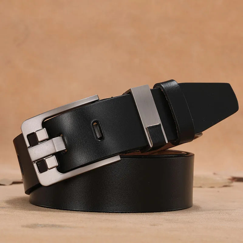 Cow Genuine Leather Luxury Strap Male Belts for Men New Large Plus Size 140 150 160cm Vintage Pin Buckle Men Belt High Quality