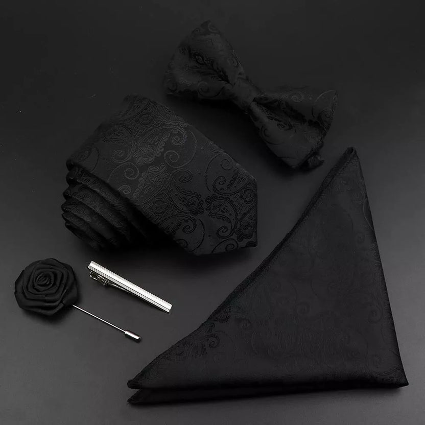 Juego de corbata y pajarita de seda de color sólido para hombre, tejido jacquard de poliéster, estilo vintage rojo azul para novio, negocios, bodas y fiestas