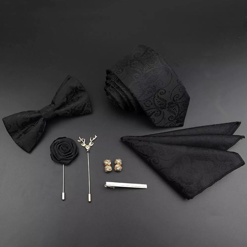 Juego de corbata y pajarita de seda de color sólido para hombre, tejido jacquard de poliéster, estilo vintage rojo azul para novio, negocios, bodas y fiestas