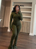 Fall 2024 Women Clothes Two Piece Flared Pants Tracksuits Set Casual Gym Activ Wear 2 Piece Set Gymwear Women Trending