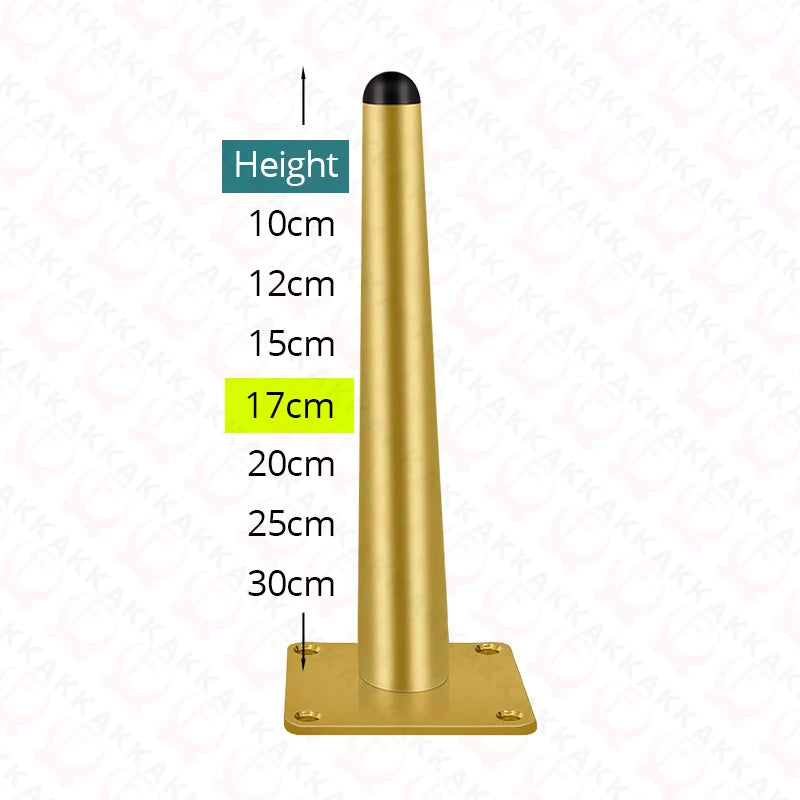 KAK 4Pcs Black Furniture Leg Gold Table Feet Replacement Cabinet Sofa Metal Feet With Screws 800KG Non-Punch Furniture Hardware