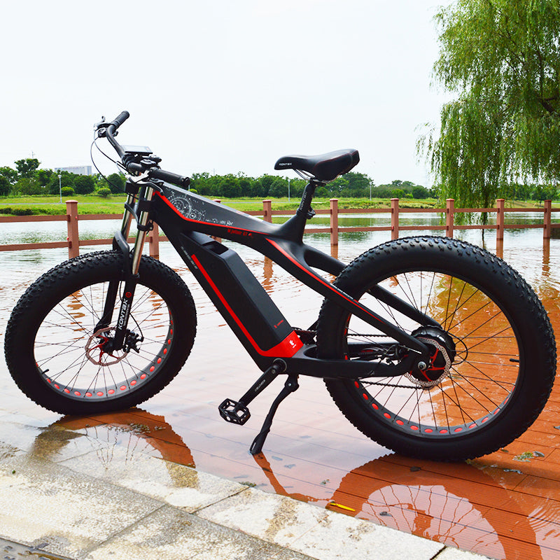 Bicicleta eléctrica de montaña con neumáticos anchos, venta al por mayor de fábrica, 48V, motor Bafang 1000W, 8 velocidades, cuadro de fibra de carbono, suspensión.