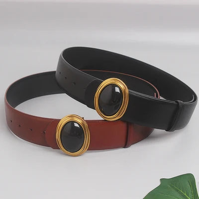 Women's Runway Fashion Double Side Genuine Leather Cummerbunds Female Dress Corsets Waistband Belts Decoration Wide Belt TB1075