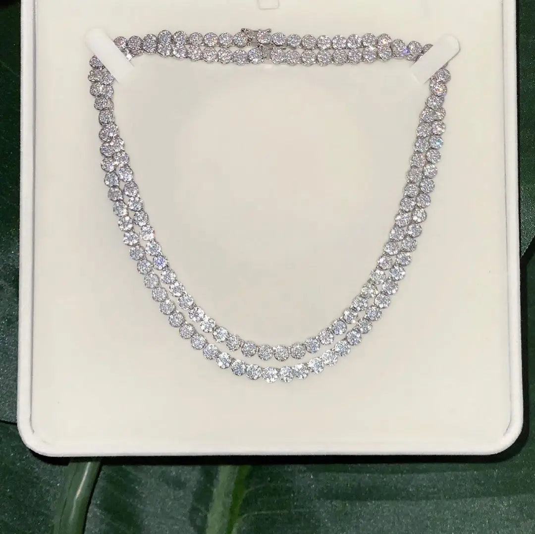 Micro Pave CZ Geometric Tennis Necklace for Women