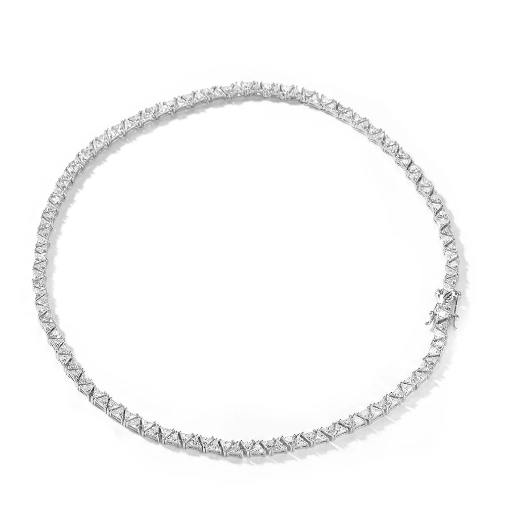 5MM Triangle Tennis Chain Brass Necklace with Zirconia Stones