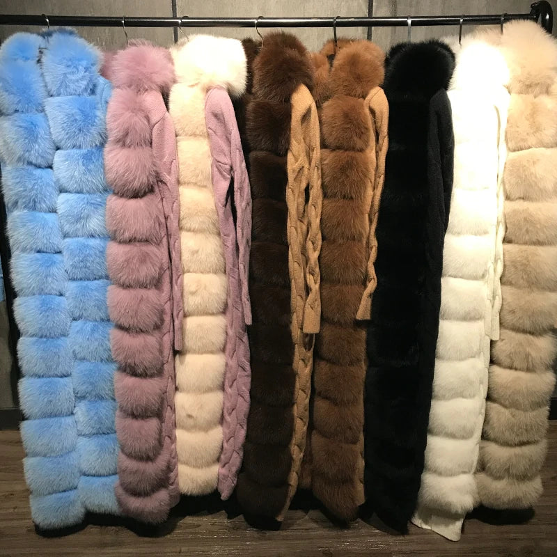 Fur Sweater Natural Fur Sweater Long 120-125cm Length Fur Cardigan