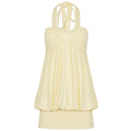 Women's Solid Yellow Halter Neck Bodycon Mini Dress Backless Sleeveless Loose Plus Size Summer Vacation Party Eco-Friendly