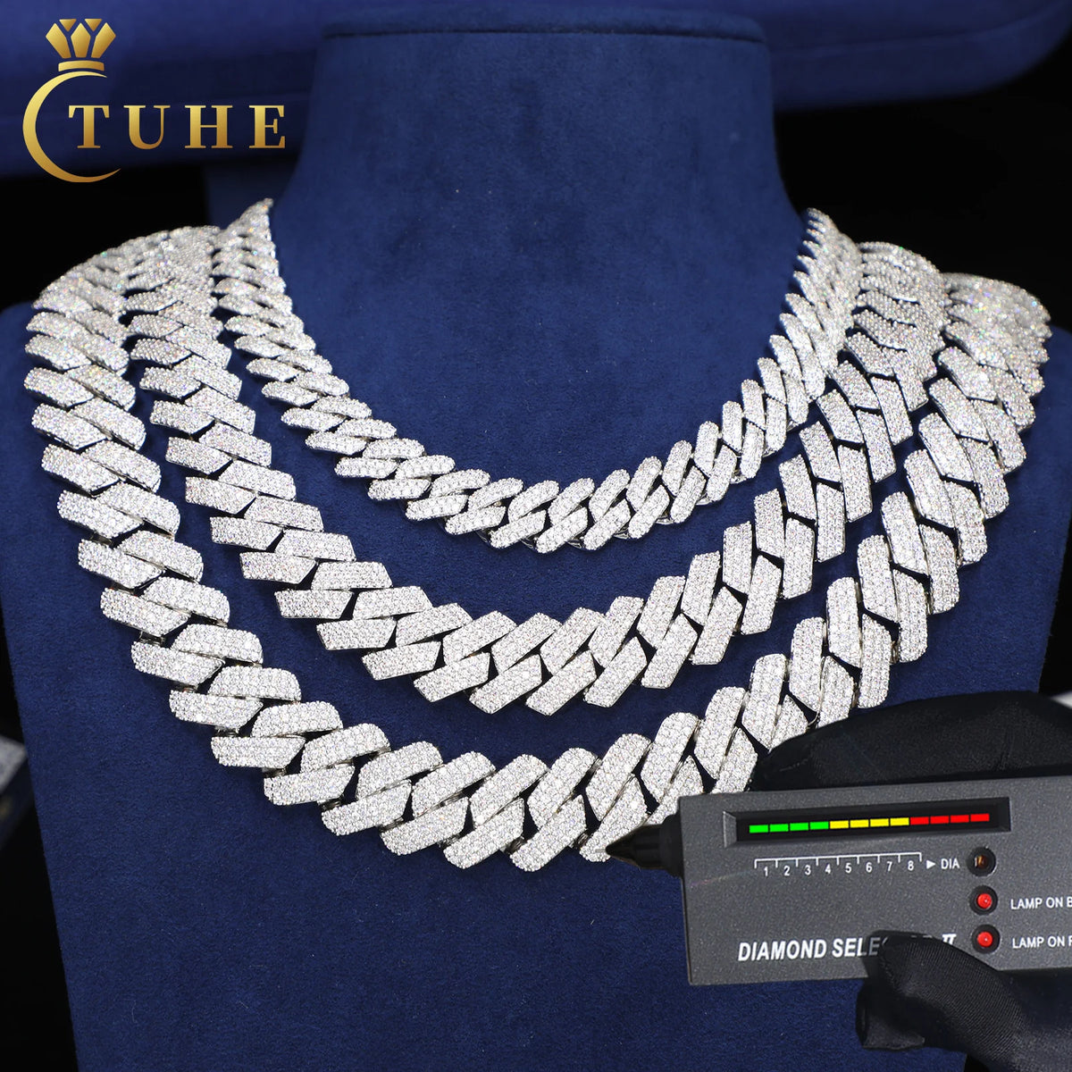 Collar de cadena cubana de Miami para hombre, joyería fina de hip hop, plata de ley 925, 6mm-20mm, con diamantes de moissanite VVS helados