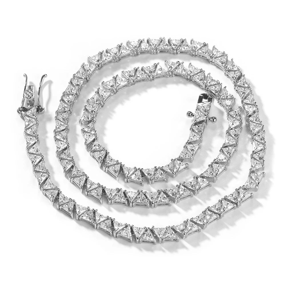 Naszyjnik typu tennis chain 5 mm z cyrkoniami, wykonany z mosiądzu