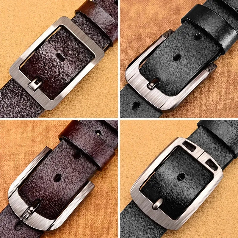 Genuine Leather for Men's High Quality Buckle Jeans Cowskin Casual Belts Business Cowboy Waistband Male Fashion Designer 2023New