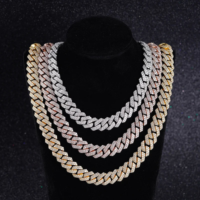Collar de oro de 14k Starsgem, joyería personalizada, cadena de eslabones cubanos con moissanita redonda, collar de oro macizo de 14k