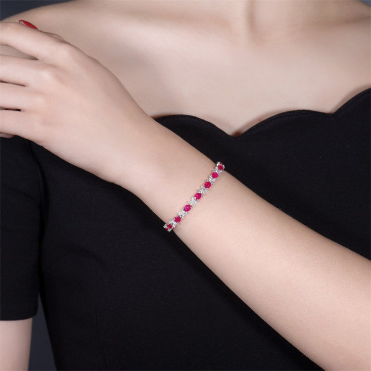 SGARIT Vihkikorut Joyas de Boda Pulsera de Rubí de Myanmar de 7.5ct con Piedra Preciosa Genuina Joyería de Oro de 18k