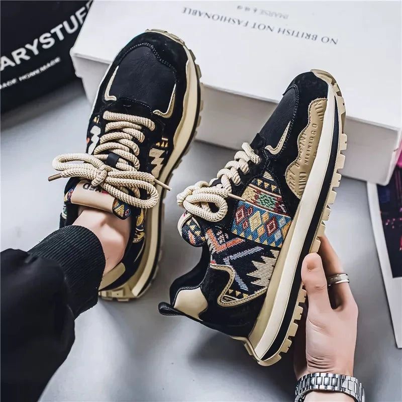 Zapatillas deportivas de lona con cordones y punta redonda transpirables para hombre
