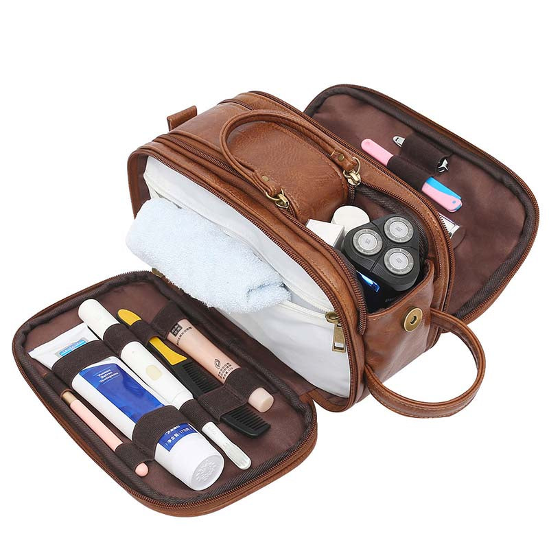 Trousse de toilette en cuir pour homme, organisateur de voyage suspendu pour accessoires de toilette