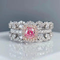 Pierścionek z certyfikowanym diamentem SGARIT, 18-karatowe złoto, diament naturalny o szlifie cushion, barwa jasny różowobrązowy, czystość SI1, 0,51 CT, zestaw pierścionków modułowych