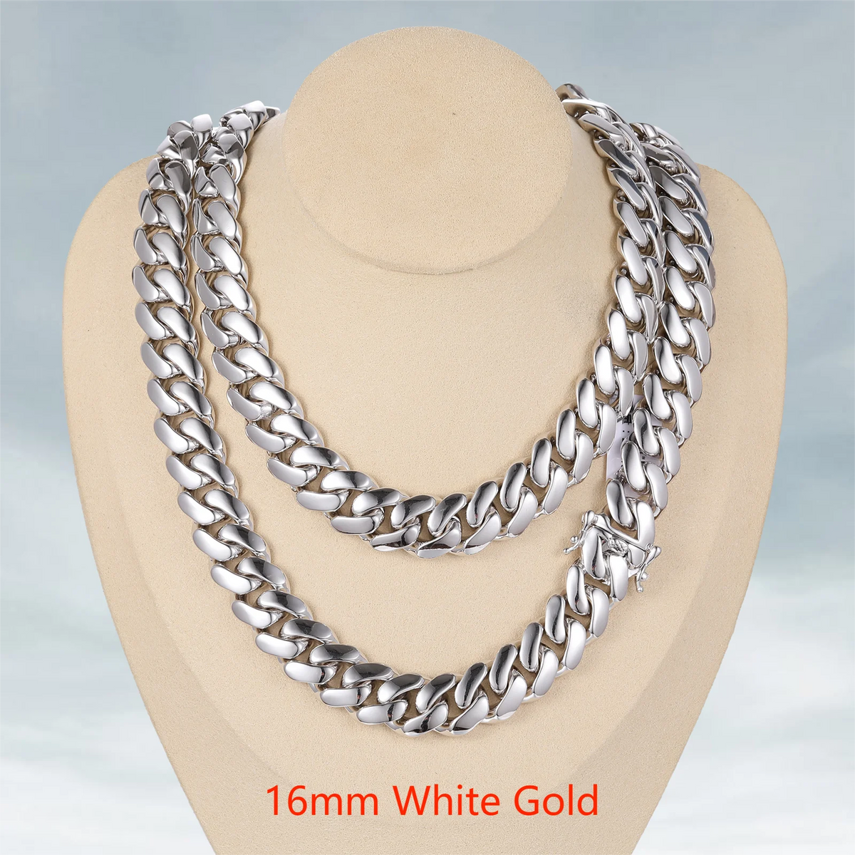 Collar de cadena cubana Miami de lujo estilo hip hop, eslabones de 10mm-22mm de plata de ley 925 maciza con diamantes de moissanita tipo "iced out" y cierre de hebilla