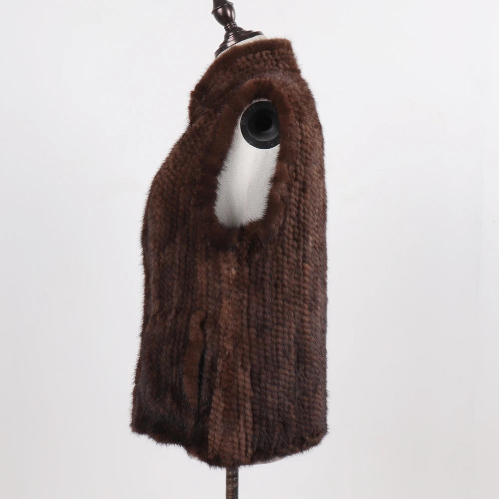 New Women Natural Warm Mink Fur Vest Autumn Winter 100% Genuine Real Mink Fur Sleeveless Jacket Lady Luxury Real Mink Fur Gilet