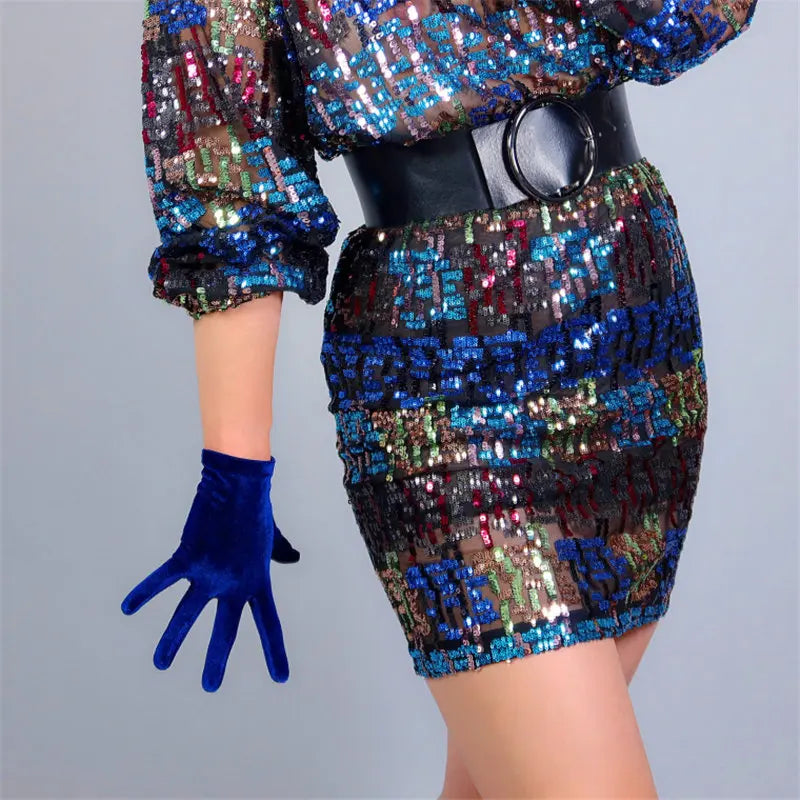 Velvet Gloves 70cm Extra Long Black Opera Female High Elastic Swan Velour Gold Velvet Touchscreen Women Evening Gloves WSR26