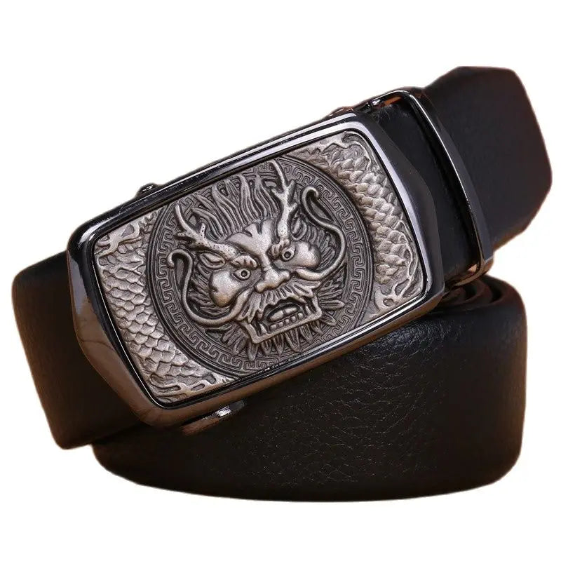 2020 New Arrival Belts Men High Quality Fiber Leather Automatic Buckle Elephant Dragon Chinese Stylish Fashion 140 Cm 150 160